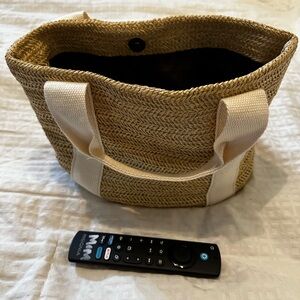 FREE Stylish Tan Woven Tote Bag with Cream Handles